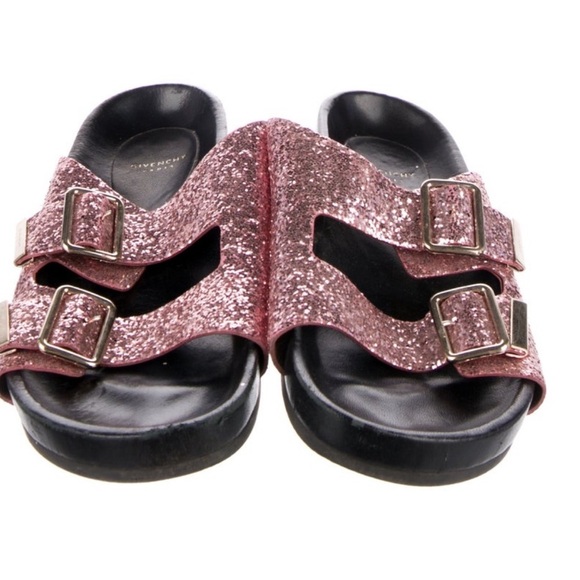 Givenchy Swiss Glitter Double-Buckle Sandal, Pink size 6 - Picture 1 of 4